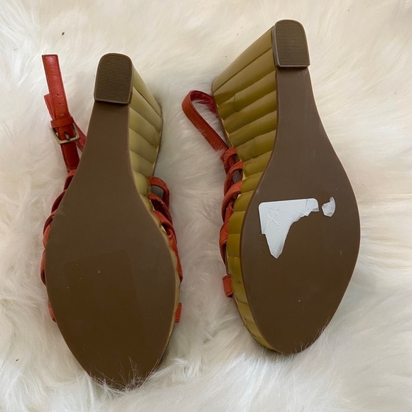 Linea Paolo Bamboo Wedges. Orange/Brown. Sz 8 - Picture 4 of 7